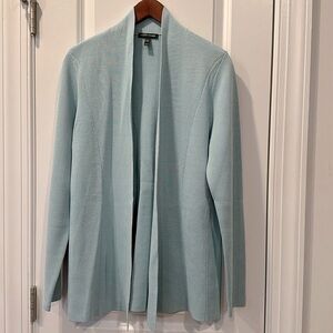 Eileen Fisher Light Blue Silk-Blend Knit Cardigan, Size Medium